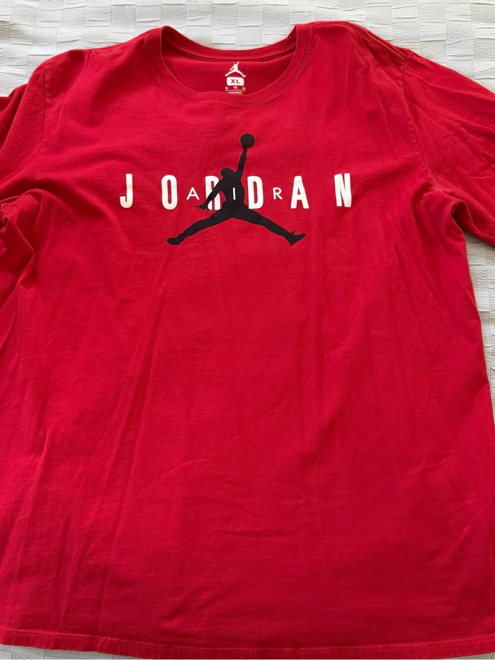 Jordan Red Tee with Black Jumpman and White Lettering